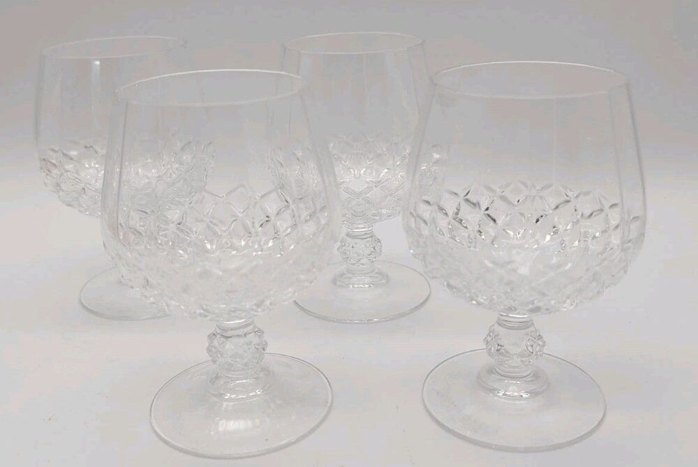 VTG (4) Cristal D'Arques LONGCHAMP Lead Crystal Brandy Snifters  Cognac Glasses